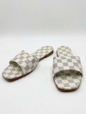 NWT Women's Checkered Sandals - White & Black - US 7